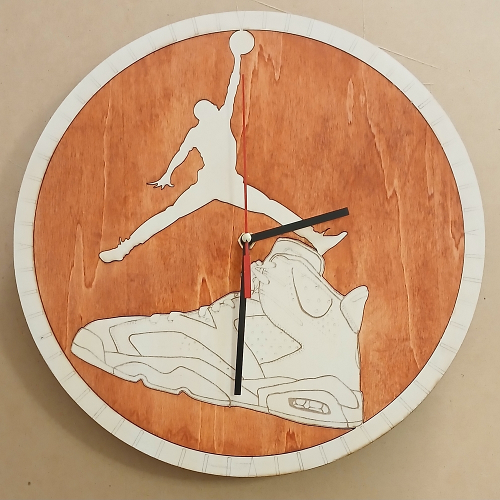 Retro 6 Basketball-Themed Wall Clock with White and Brown Design